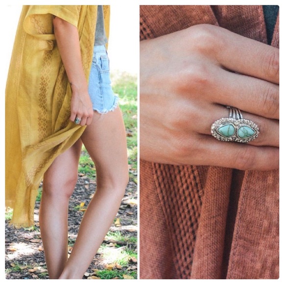 Double Turquoise Candelaria Ring - Picture 3 of 5